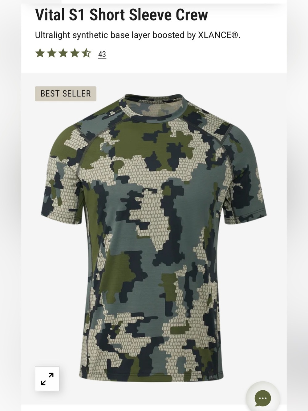NWT - KUIU XXL Vital S1 Short Sleeve Crew - Verde